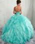 Sexy Strapless Quinceanera Dresses Beaded Organza Puffy Ruffles Party Ball Gown Sweet 16 Dress